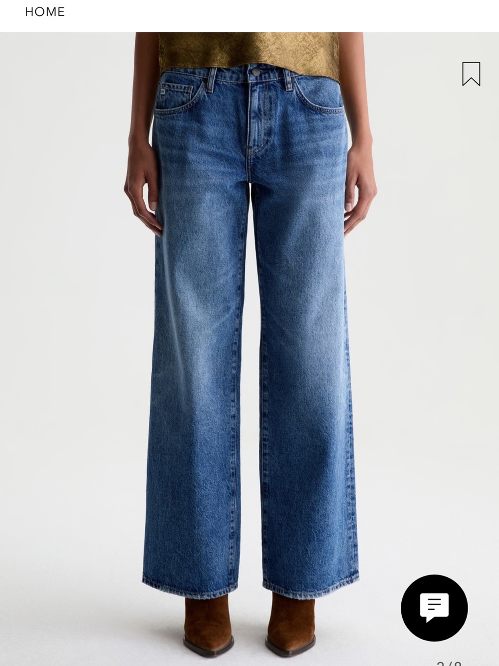 AG Adriano Goldschmied Wide-Leg Mid Blue Denim Jeans
